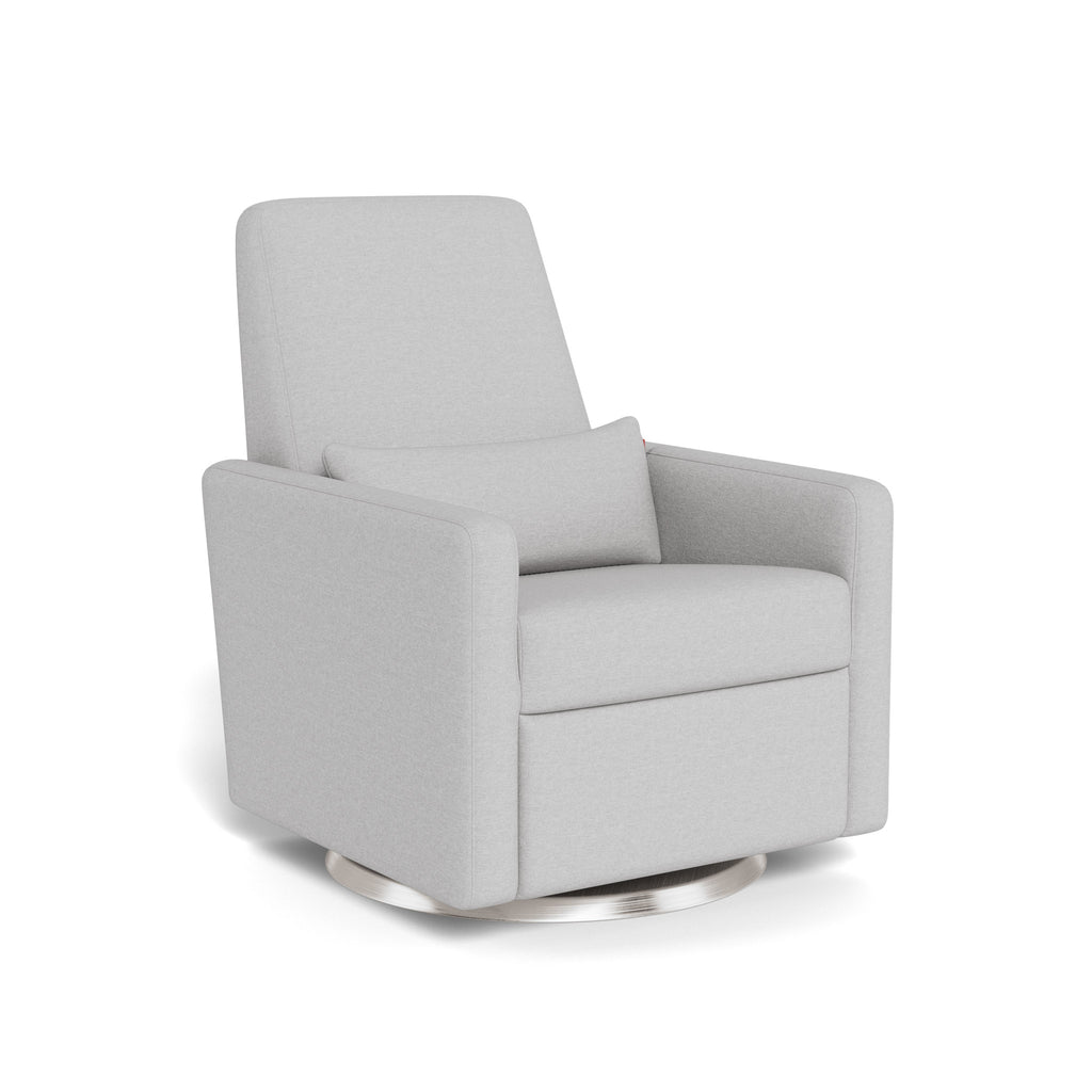 Grano Glider Recliner in Fog Grey with Brushed Silver Swivel Base