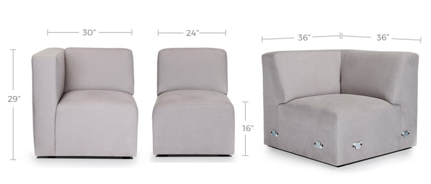 Build Your Own Sectional components dimensions